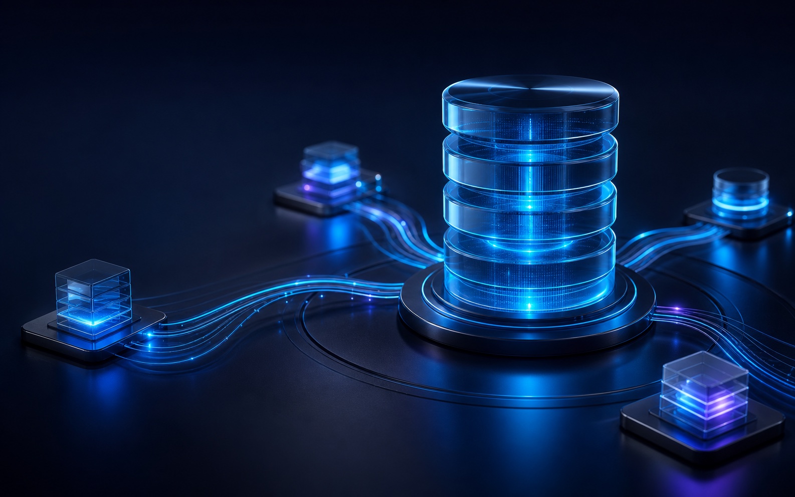 Vernetzte Datenbank-Infrastruktur mit mehreren angebundenen Systemen